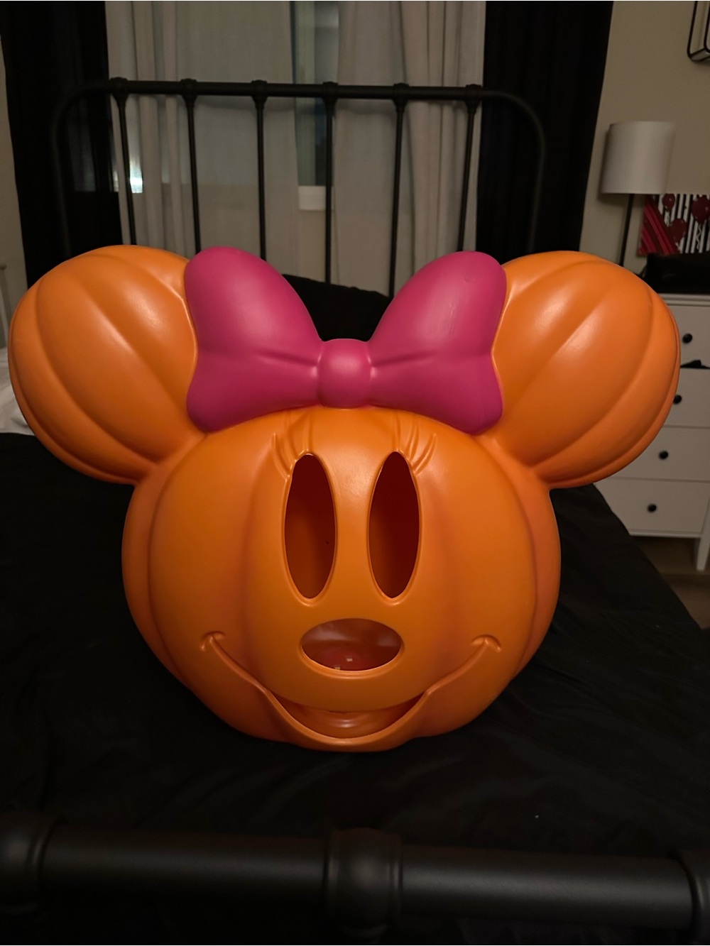 Minnie Mouse Pumpkin - Orange with Pink Bow